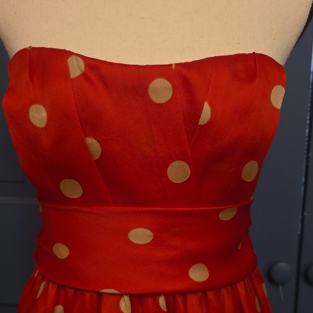 Buy 2 Get 1 FreeRARE Vintage Sample J. Crew Strapless Silk Organza Polka Dot 4 6 - Picture 6 of 16